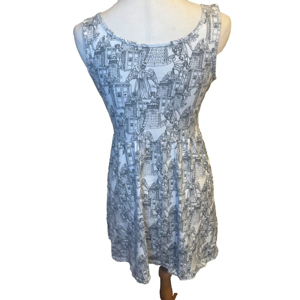 Dr. Who Dress Tank Knee Length Black and White Weeping Angel Dalek Tardis - Picture 2 of 8